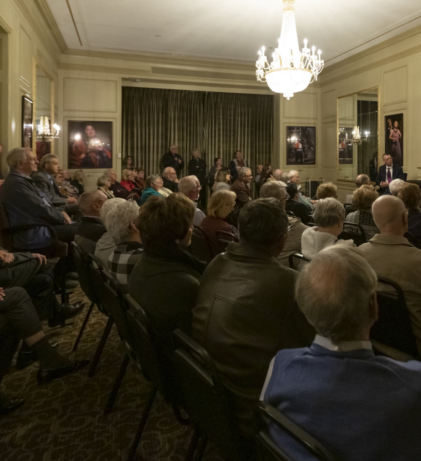 Audience in hanna theatre salon