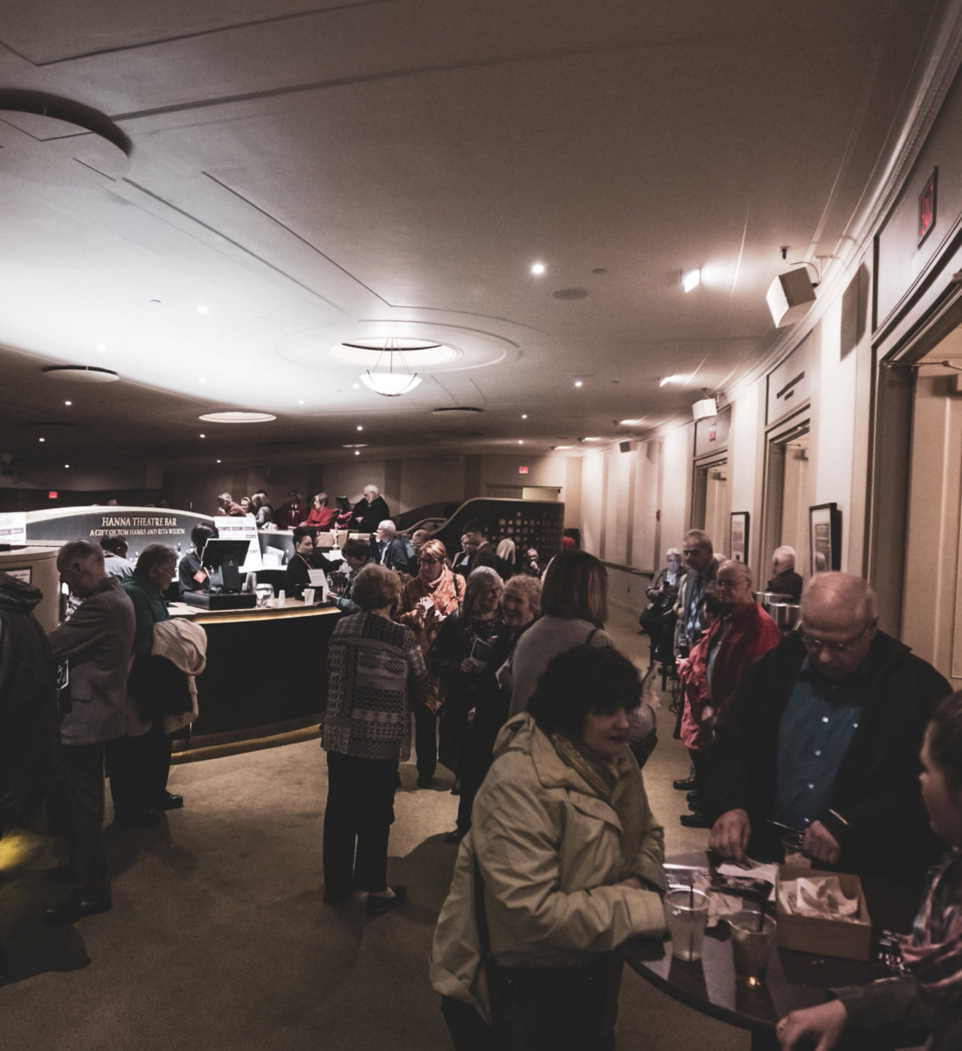 Patrons in hanna theatre bar